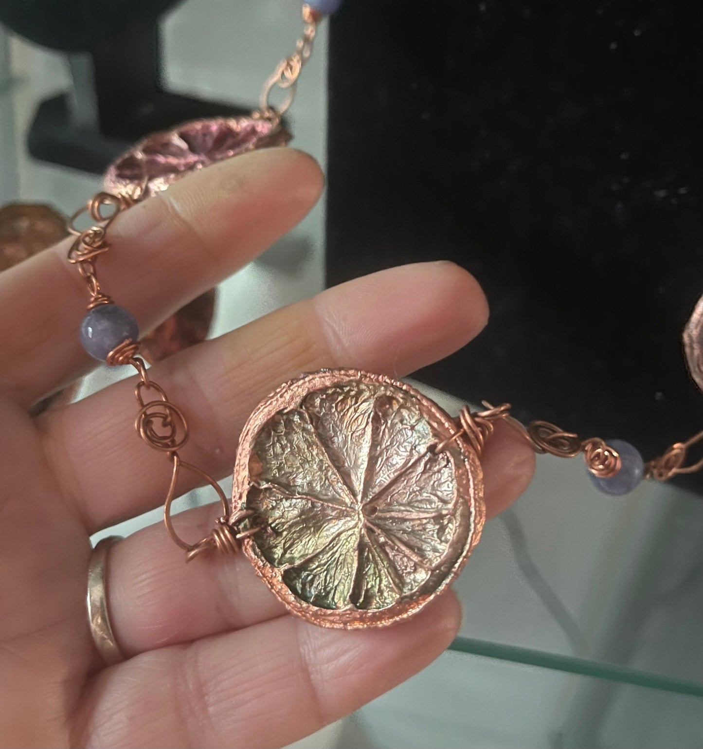 Collana con arance elettroformate