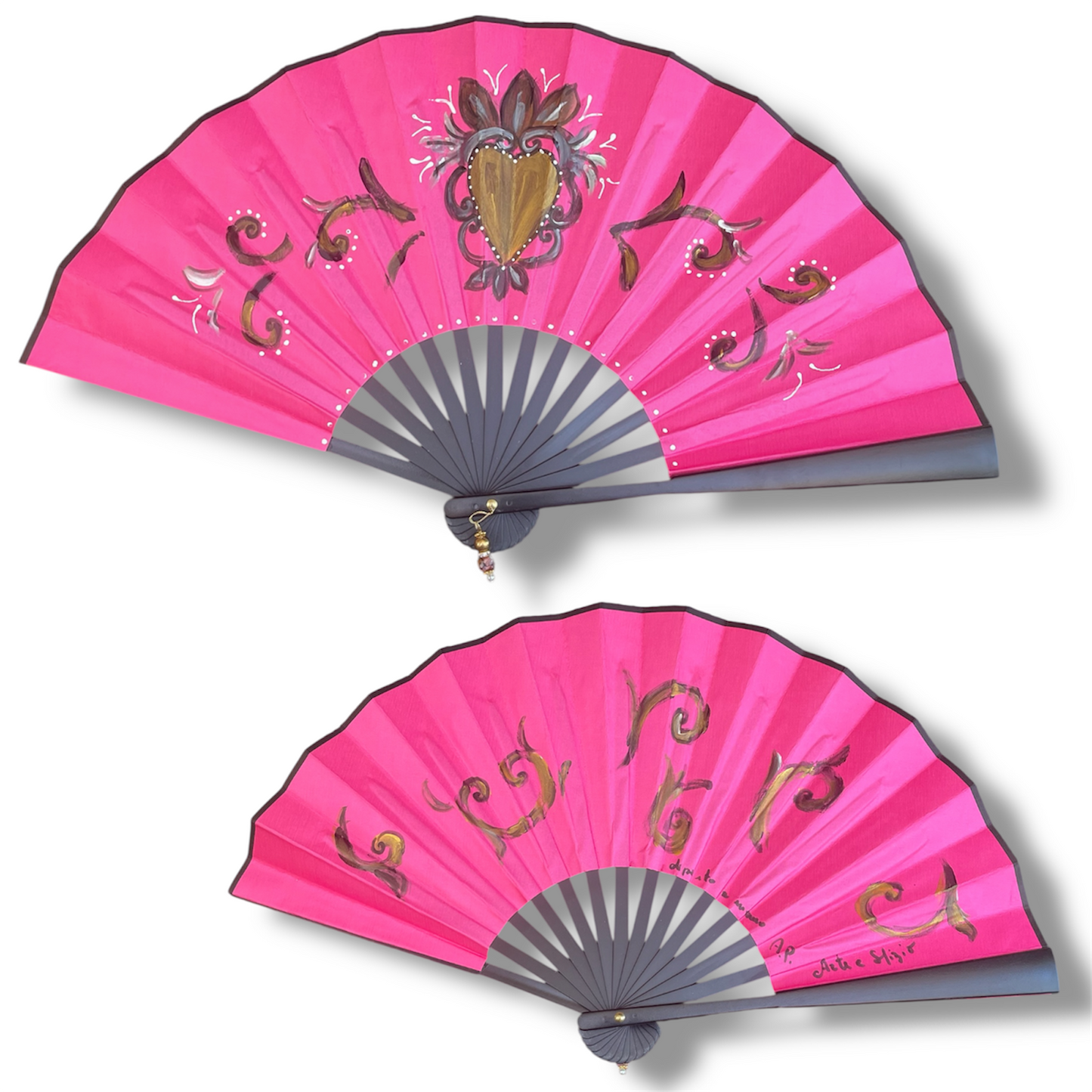 Ventagli giganti bifacciali dipinti a mano