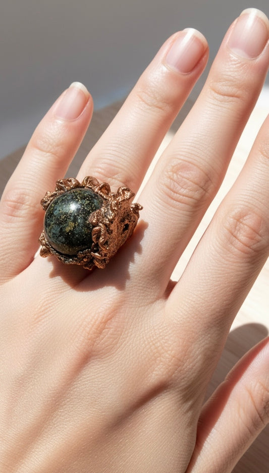 Anello elettroformato con resina eseguita a mano