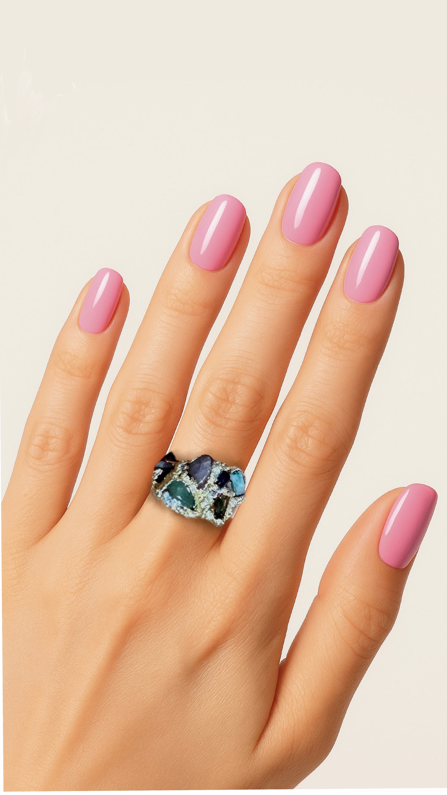 Anello elettroformato con ametiste e giade