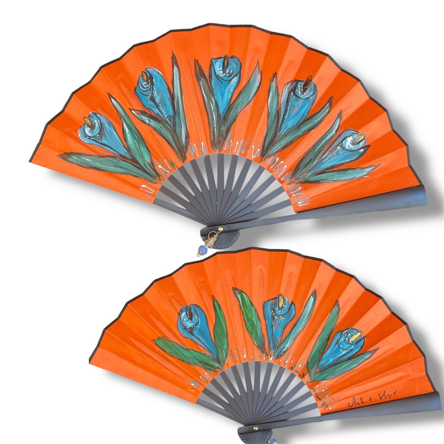 Ventagli giganti bifacciali dipinti a mano