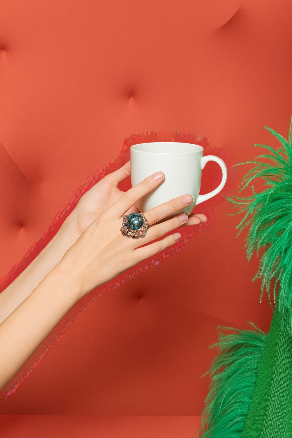 Anello elettroformato con resina eseguita a mano