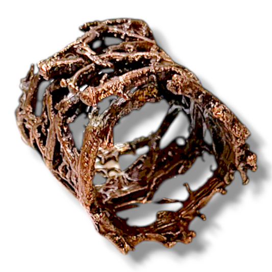 Anello in radice di ficodindia elettroformato color rame