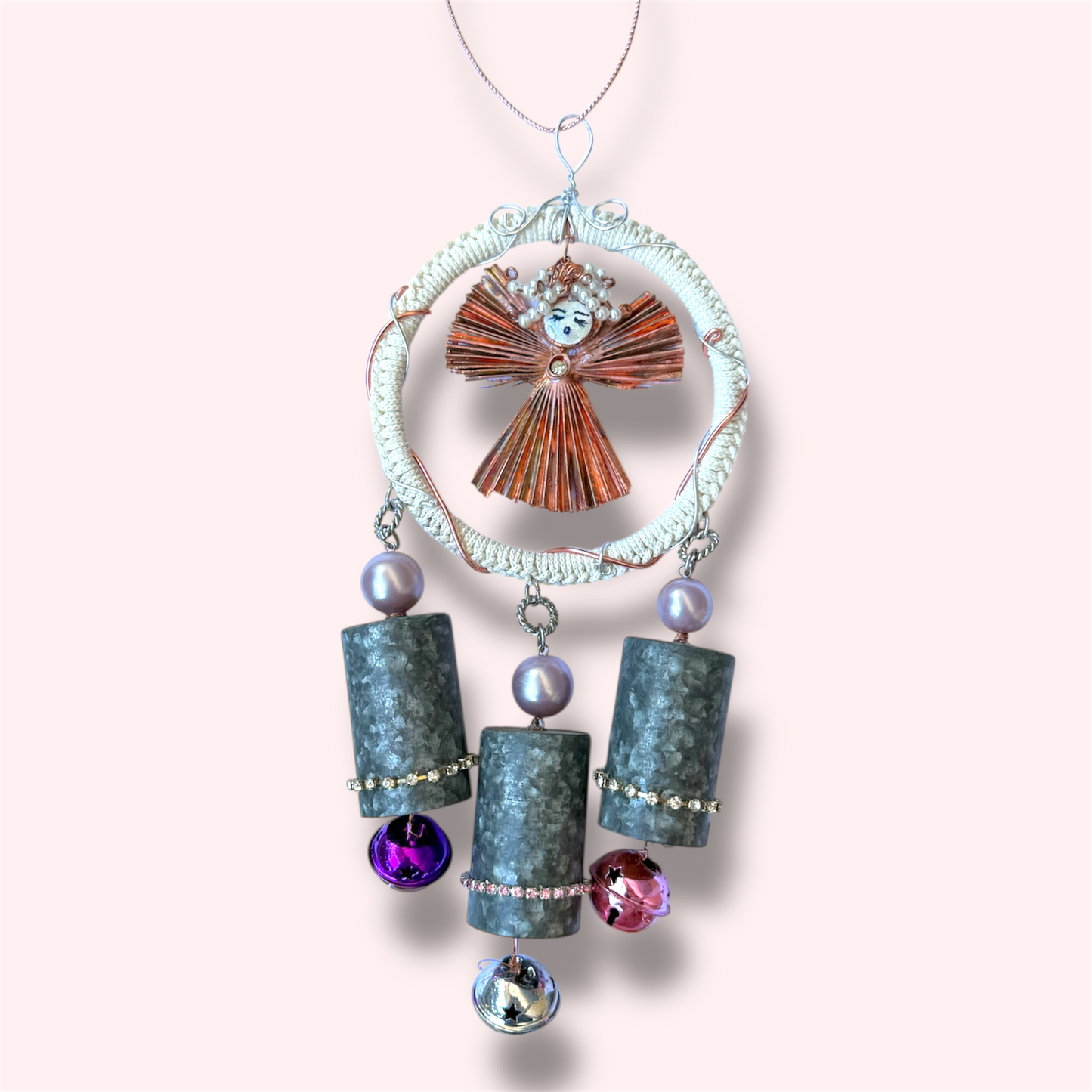 Scacciapensieri artigianali con foglie vere elettroformate