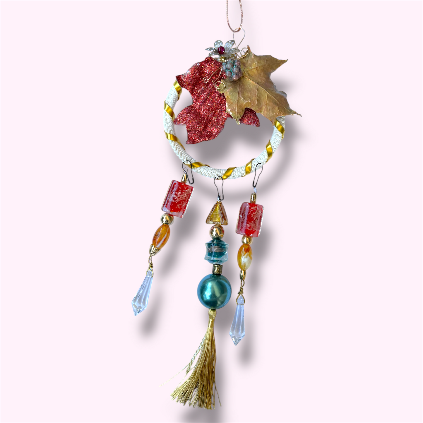 Scacciapensieri artigianali con foglie vere elettroformate