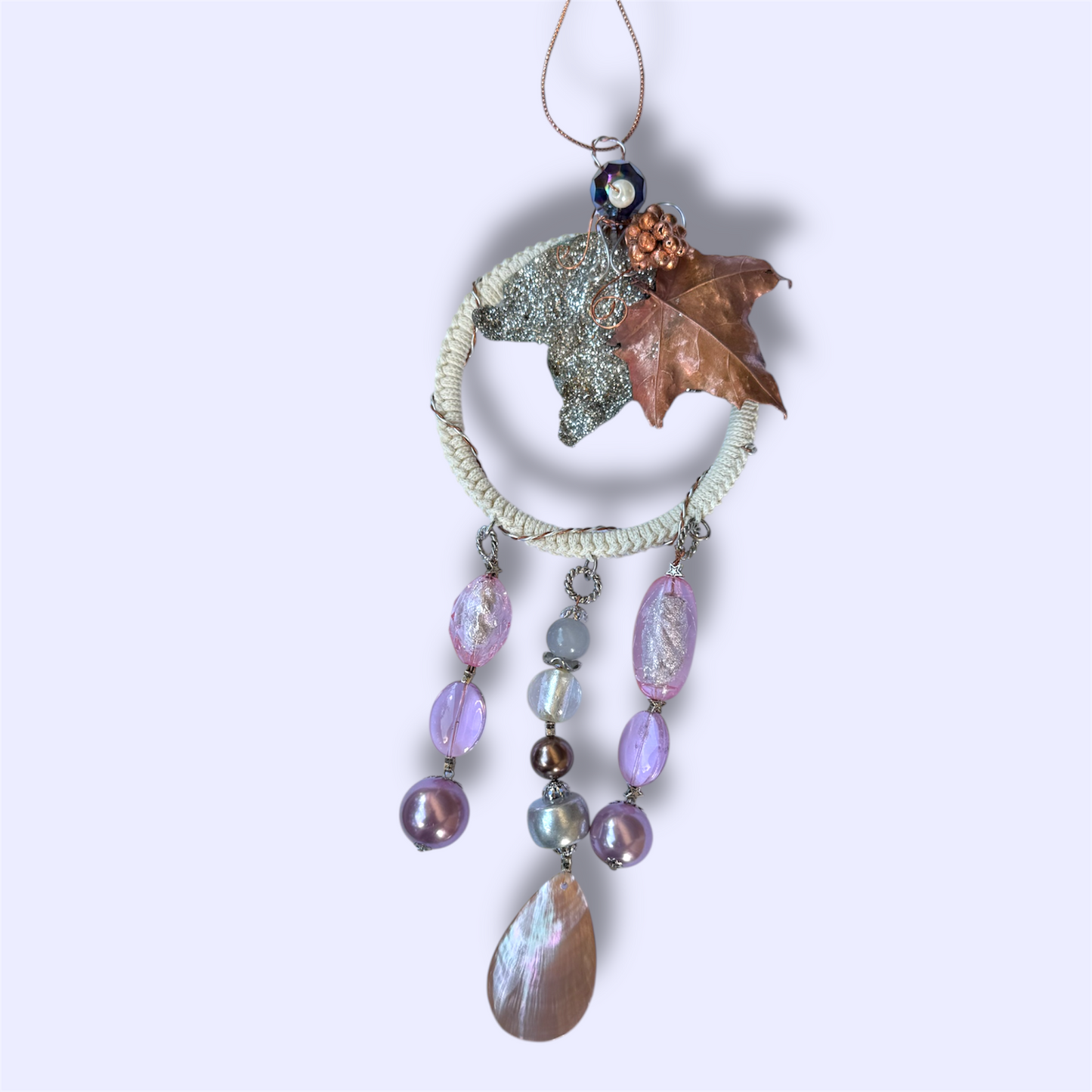 Scacciapensieri artigianali con foglie vere elettroformate