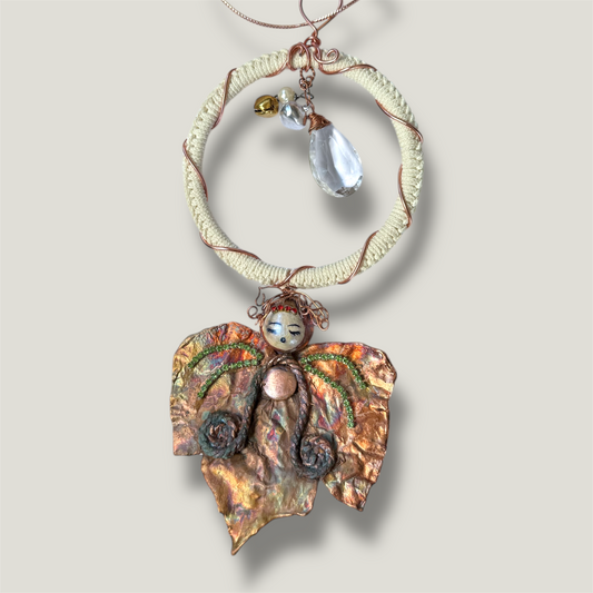 Scacciapensieri artigianali con foglie vere elettroformate