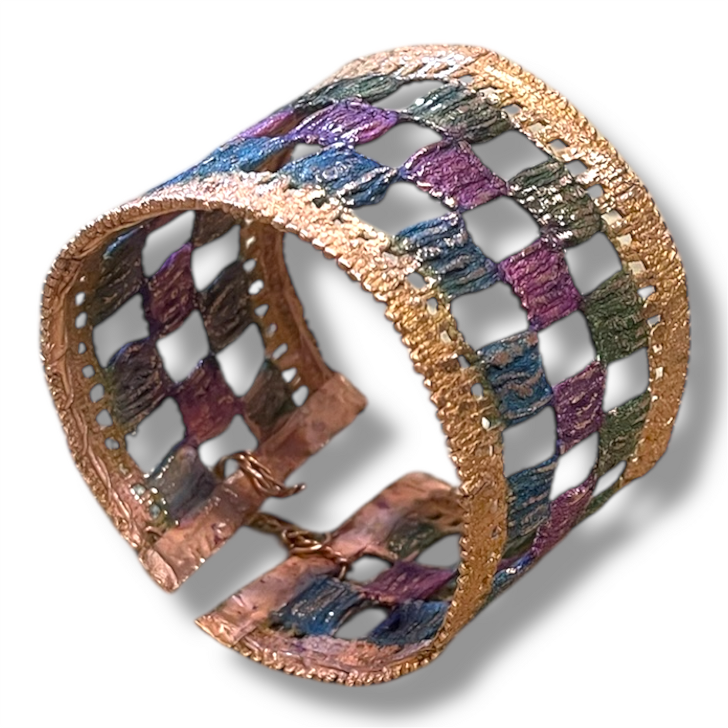 Bracciale in pizzo elettroformato e patinato