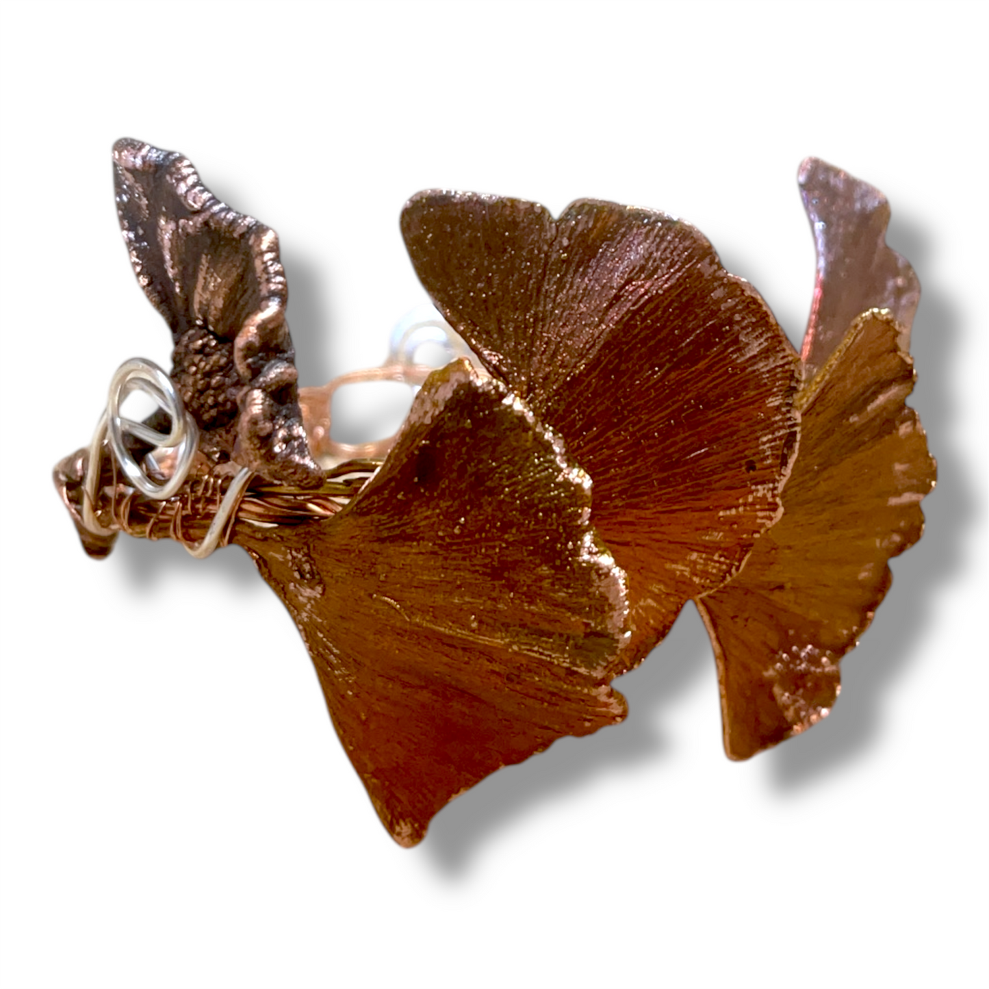 Bracciale foglie di Ginko elettroformate