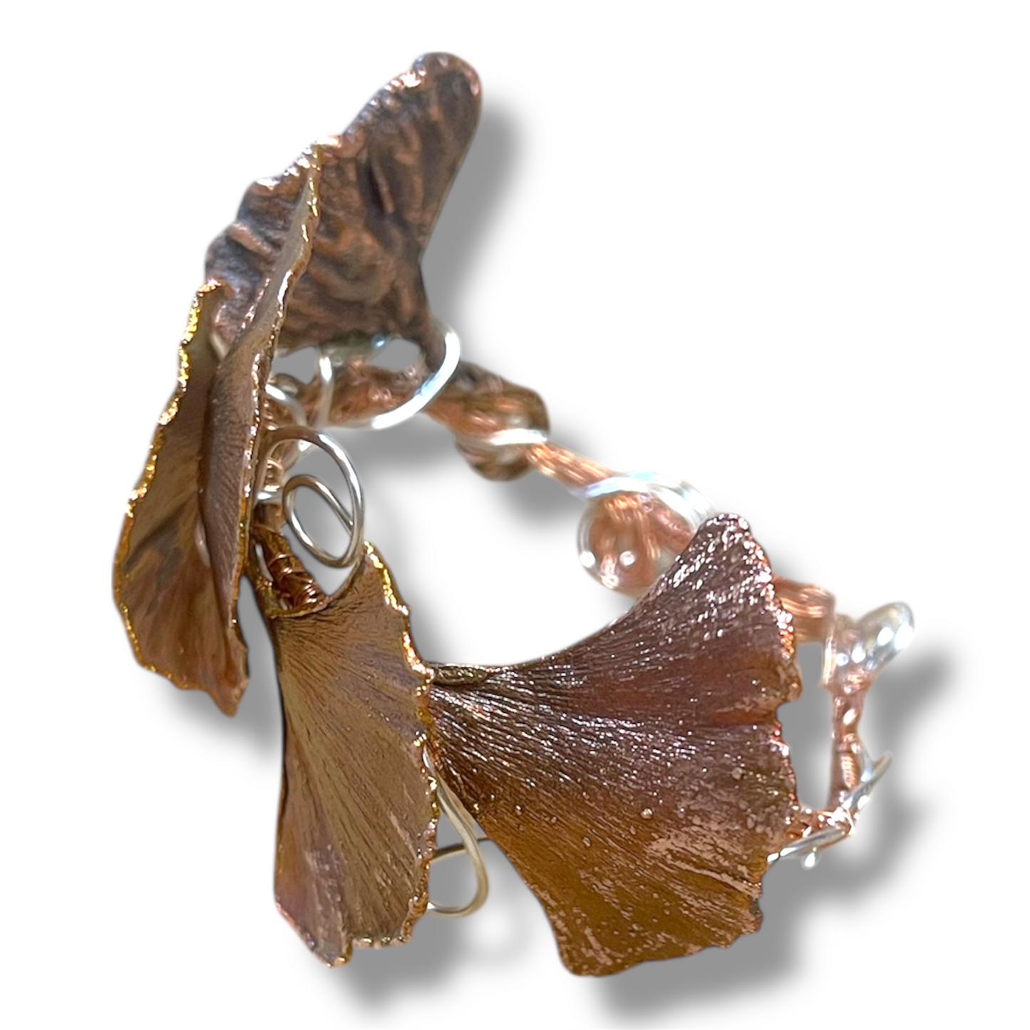 Bracciale foglie di Ginko elettroformate